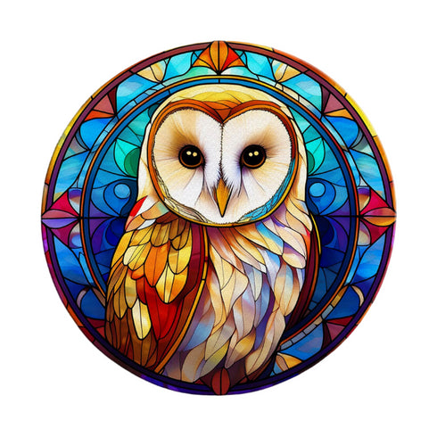 Bernadette Barn Owl Circular Glass Suncatcher Worktop Saver